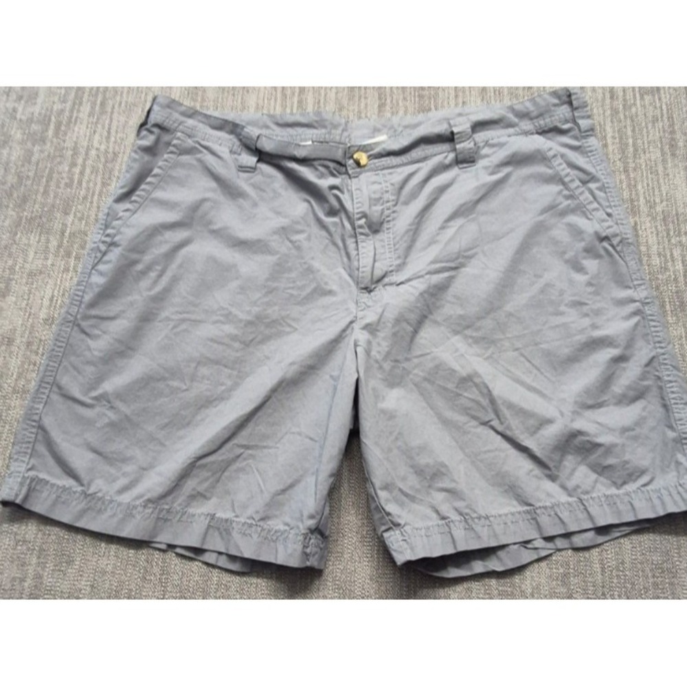 Columbia men's gray outdoor chino shorts sz 40 pockets 8" inseam flat front